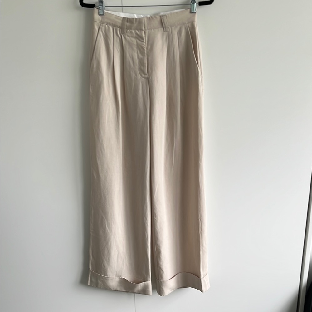 H&M Linen Blend Wide-Leg Trousers